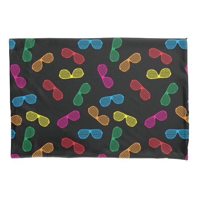 Neon Classic Sunglasses Pattern Pillowcase (Front-Left)