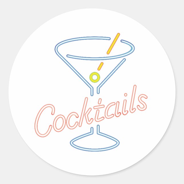 Neon Cocktails Sign Stickers (Front)