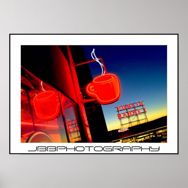 neon coffee cup poster (Front)