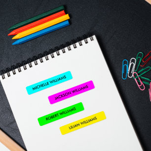 NEON COLOR BLUE GREEN FUCHSIA YELLOW KIDS NAME