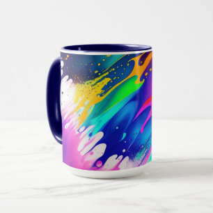 Neon Colorful Paint Splash Splatter  Mug