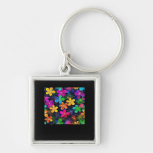 Neon Colorful Pattern - Whimsigoth Cottagecore Blu Keychain