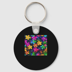 Neon Colorful Pattern - Whimsigoth Cottagecore Blu Keychain