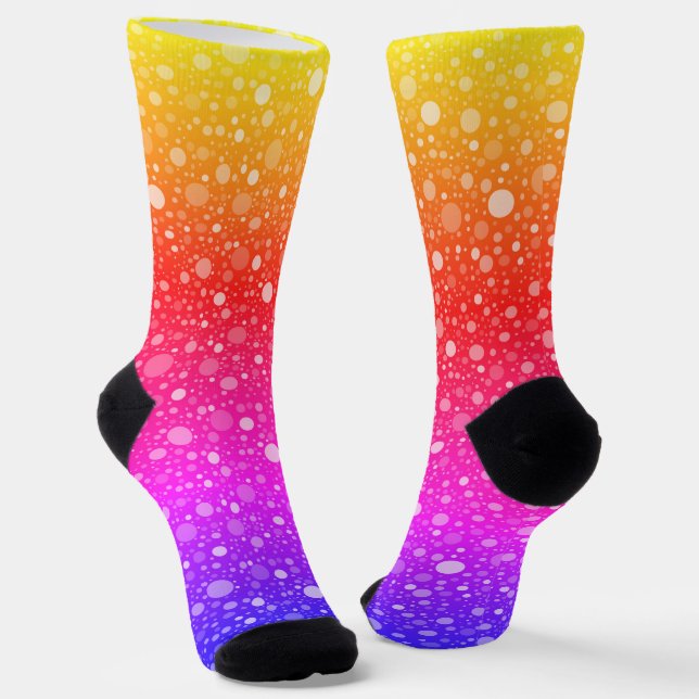 Neon Colors Dots Pattern Socks (Angled)