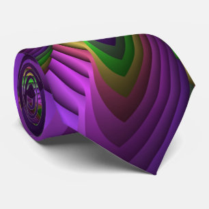 Neon Colors Flash Crazy Colorful Fractal Pattern Tie