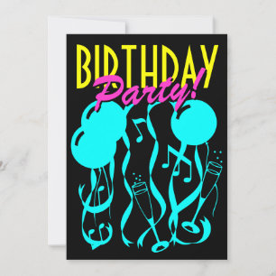 Neon colour Birthday party invitations template