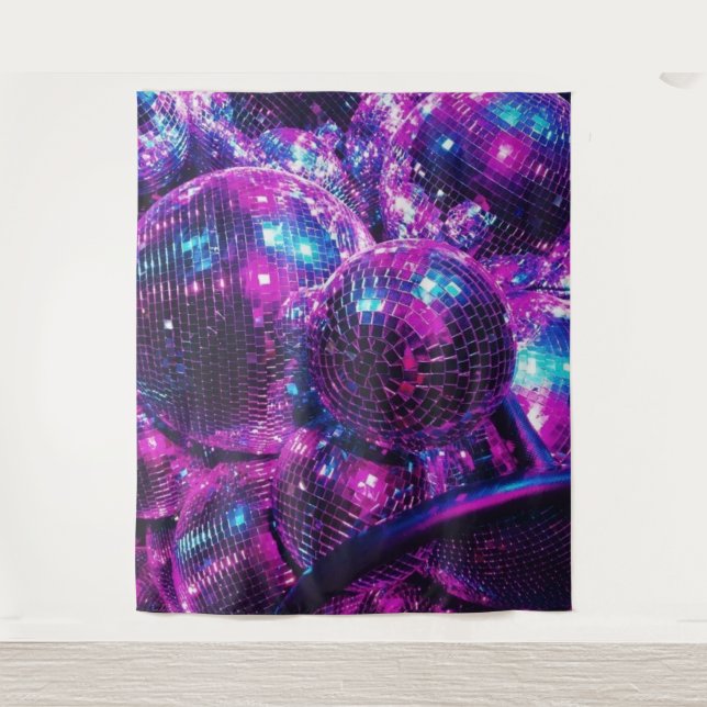 Neon Colour Disco Ball Tapestry (Front)