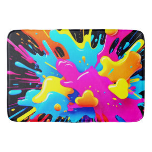 Neon Colour Splash Art Bath Mat