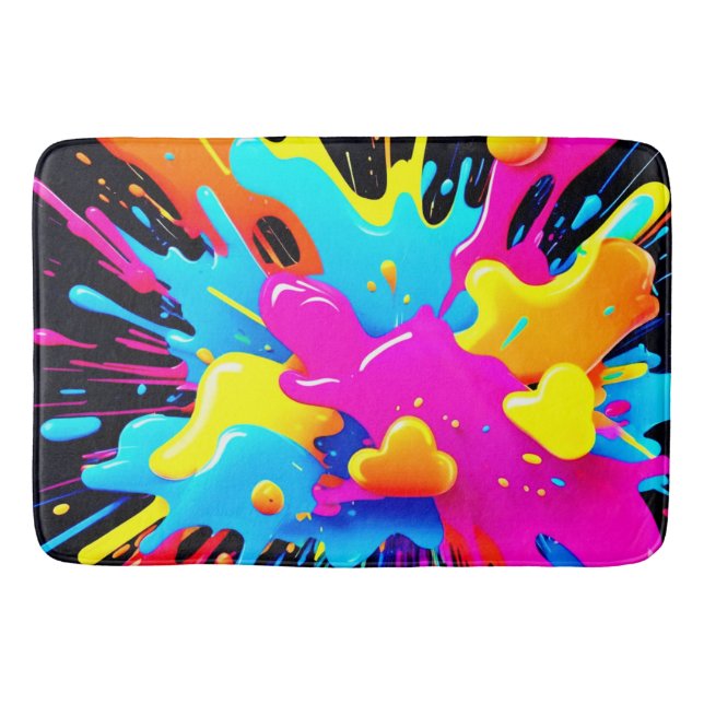 Neon Colour Splash Art Bath Mat (Front)