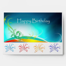 Neon coloured Happy Birthday envelope