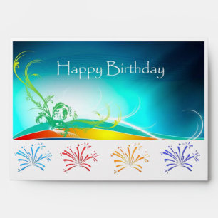 Neon coloured Happy Birthday envelope