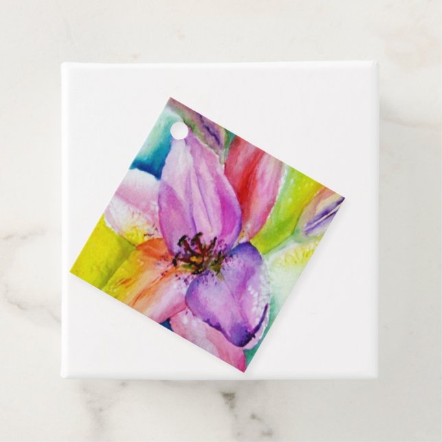 Neon Coloured Lily Flower Favour Tags (In Situ)