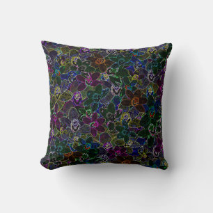 Neon Coloured Orchids, Throw Pillow