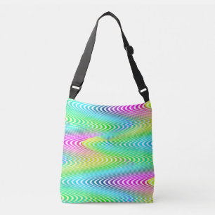 Neon Coloured Waves Stripes seamless pattern Crossbody Bag