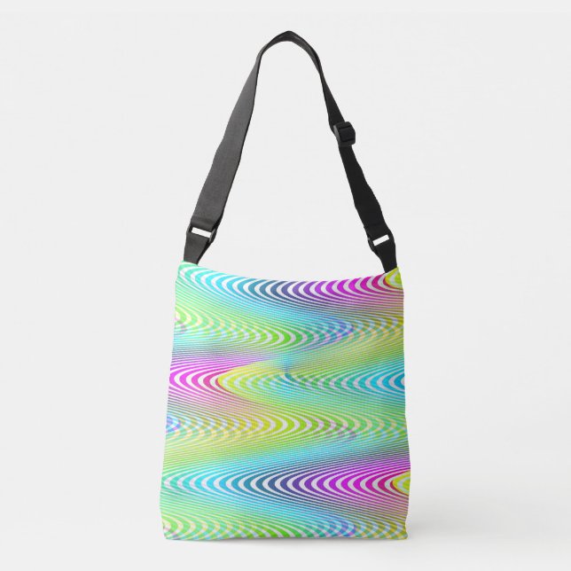 Neon Coloured Waves Stripes seamless pattern Crossbody Bag (Front)