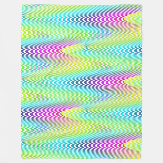 Neon Coloured Waves Stripes seamless pattern Fleece Blanket (Front)