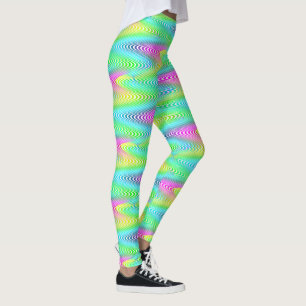Neon Coloured Waves Stripes seamless pattern Leggings