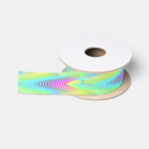 Neon Coloured Waves Stripes seamless pattern Satin Ribbon