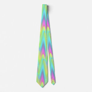 Neon Coloured Waves Stripes seamless pattern Tie