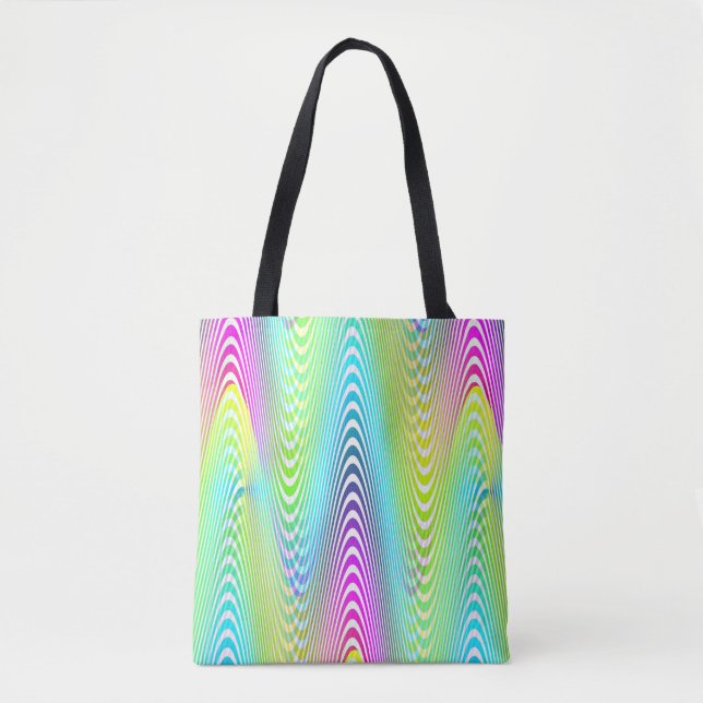 Neon Coloured Waves Stripes seamless pattern Tote Bag (Front)