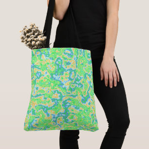 Neon Colourful Acid Trip Groovy Abstract Marble Ar Tote Bag