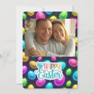 Neon/colourful Easter Egg personalized Holiday Card