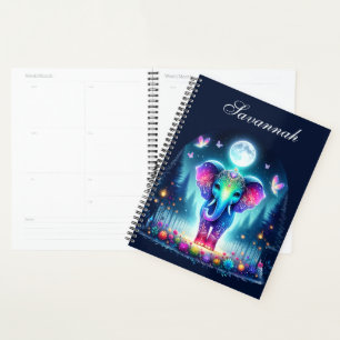 Neon Colourful Holographic Decorated Elephant   Planner