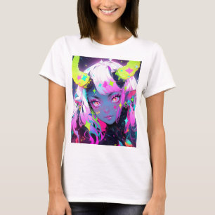 Neon Colourful Kawaii Demon Anime Girl T-Shirt