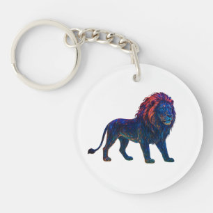 Neon Colourful Lion Art Keychain