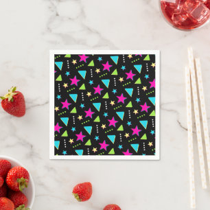 Neon Colourful Memphis Pattern Retro Birthday Part Napkin