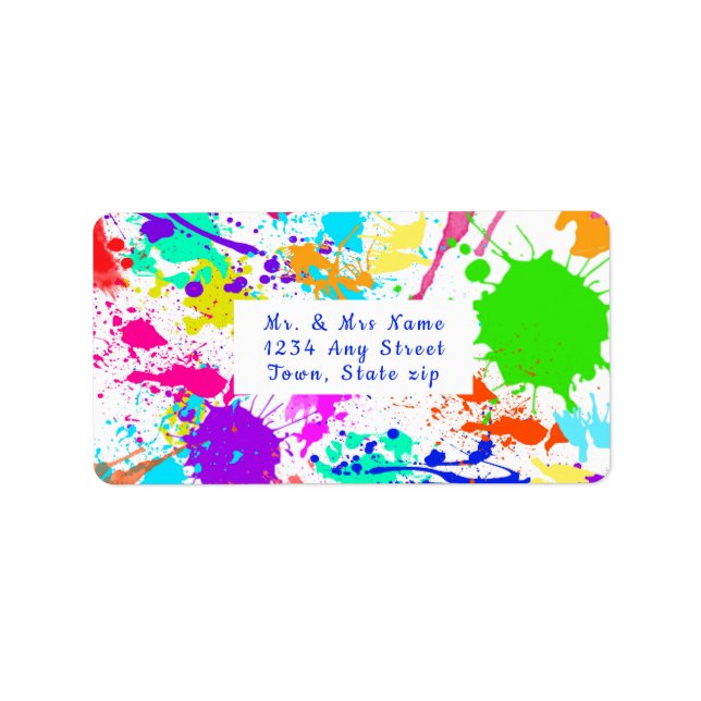 Neon Colourful Paint Splatter Label (Front)