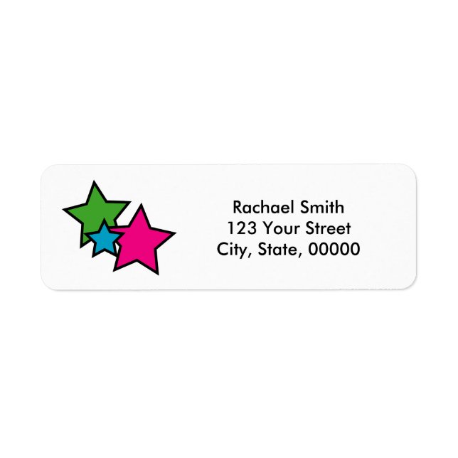 Neon Colourful Stars Personalized Return Address (Front)