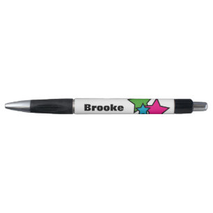 Neon Colourful Stars Whimsical Custom Name Pen