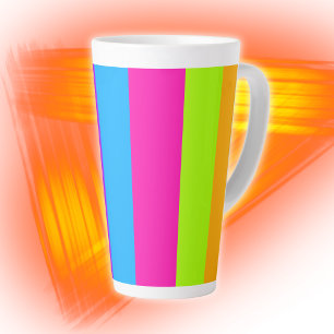 Neon Colourful Stripes    Latte Mug
