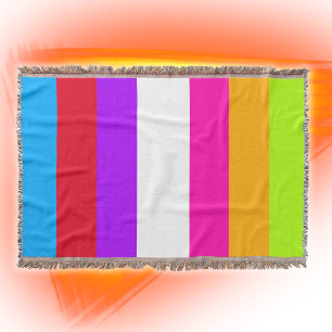 Neon Colourful Stripes    Throw Blanket