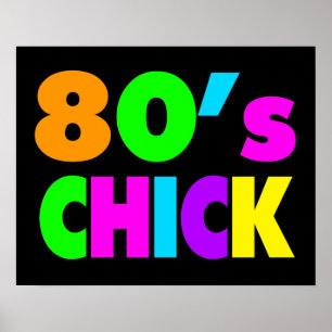 Neon Colours 80's Chick Poster