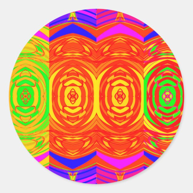 Neon Colours Abstract Pattern Classic Round Sticker (Front)