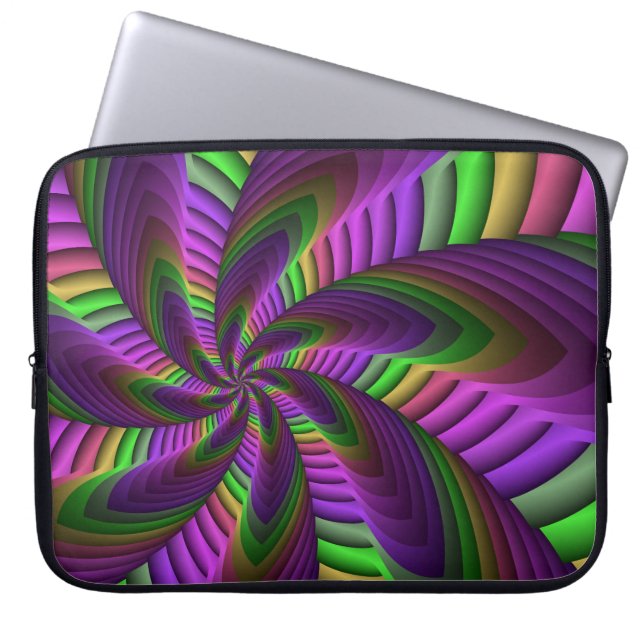 Neon Colours Flash Crazy Colourful Fractal Pattern Laptop Sleeve (Front)