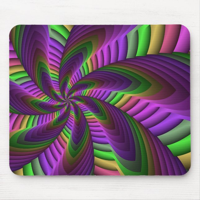 Neon Colours Flash Crazy Colourful Fractal Pattern Mouse Pad (Front)
