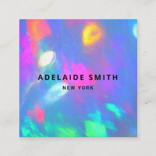 neon colours gemstone opal photo square business card
