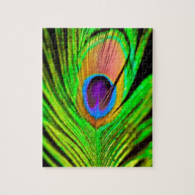 Neon Colours Peacock Feather Jigsaw Puzzle (Vertical)