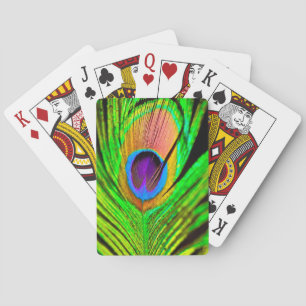 Neon Colours Peacock Feather Playing Cards