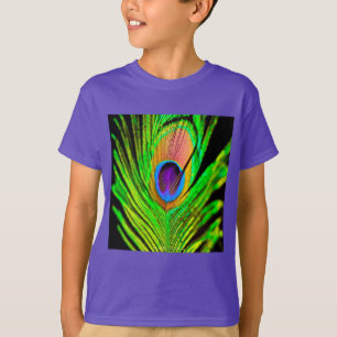 Neon Colours Peacock Feather T-Shirt