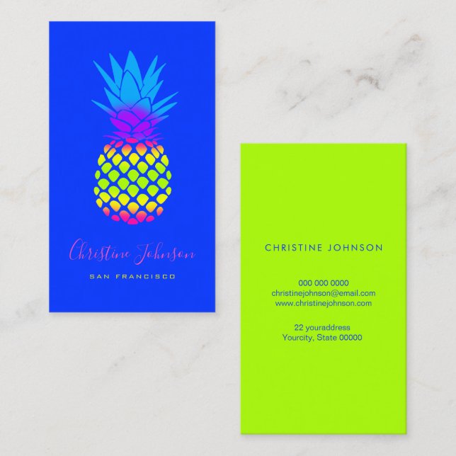 neon colours pineapple business card (Front/Back)