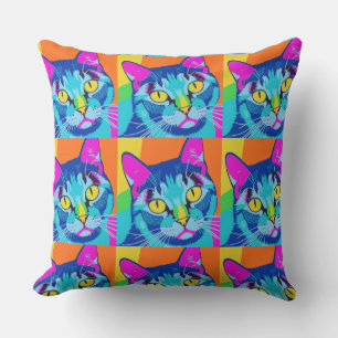 Neon colours, pop art vibes, bold and young  throw pillow