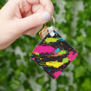 Neon Colours Retro Paint Splatter Keychain