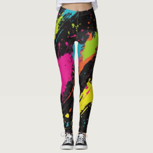 Neon Colours Retro Paint Splatter Leggings