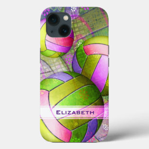 neon colours sporty girls' volleyball iPhone 13 case