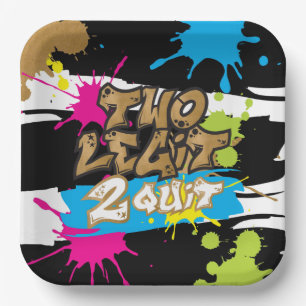 Neon Colours Two Legit 2 Quit Birthday Paper Plate