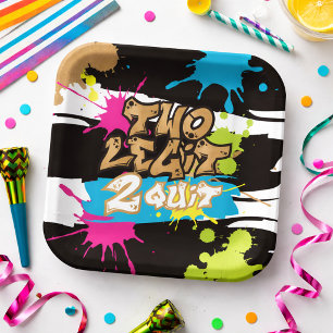 Neon Colours Two Legit 2 Quit Birthday Paper Plate